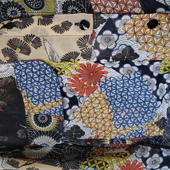 Desigual Dark Floral Abstract Print Sheer Button Front Tunic Blouse, Siz… - Picture 3 of 11